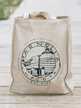 Magnolia market Waco TX Cream Canvas Tote with Black Logo Artwork